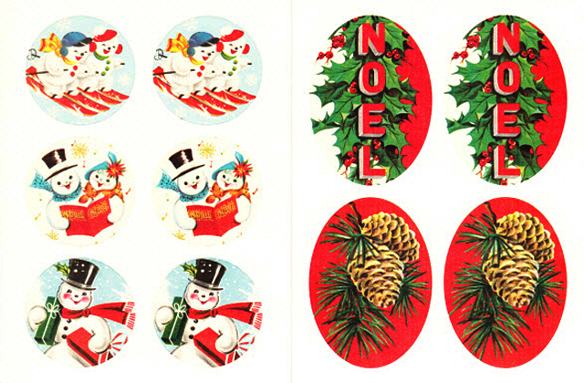 Cavallini 缶入りラベルシール/クリスマス拡大画像3