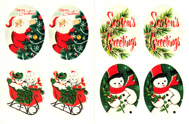 Cavallini 缶入りラベルシール/クリスマス拡大画像4