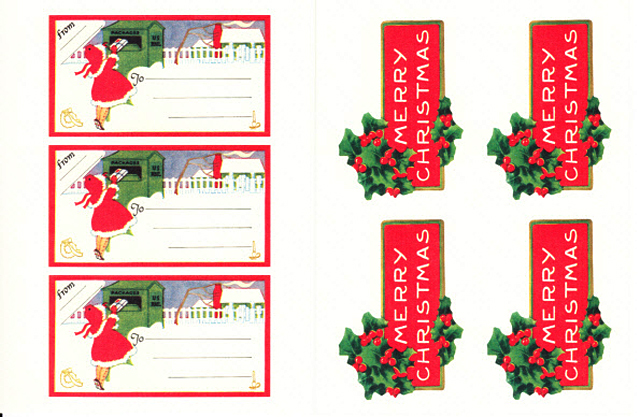 Cavallini 缶入りラベルシール/ビンテージクリスマス拡大画像2