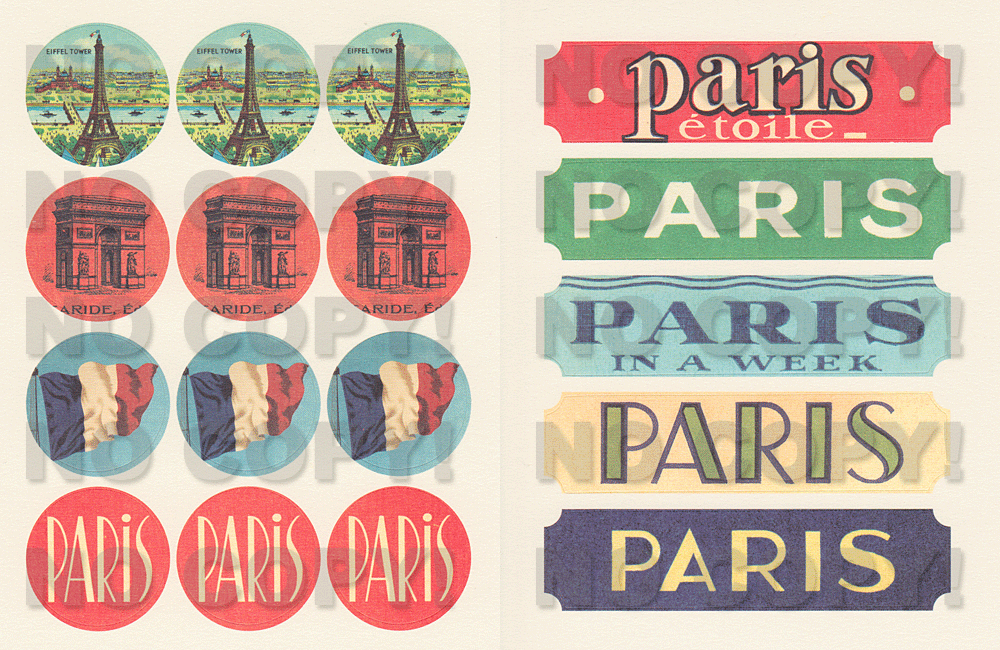 cavallini papers/缶入りラベルシールparisstickersの拡大画像1