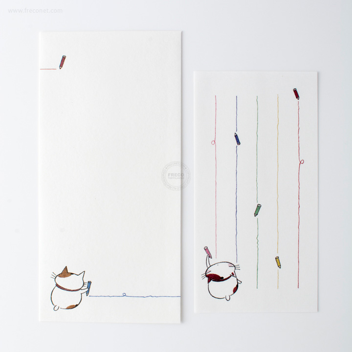 ねこの一筆レターセット 色えんぴつ ネコポスok